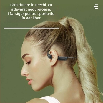 Căști Bluetooth cu conductie osoasă, design cu agățare pentru ureche, sunet stereo bilateral, Bluetooth 2.0, autonomie baterie 0–4 ore