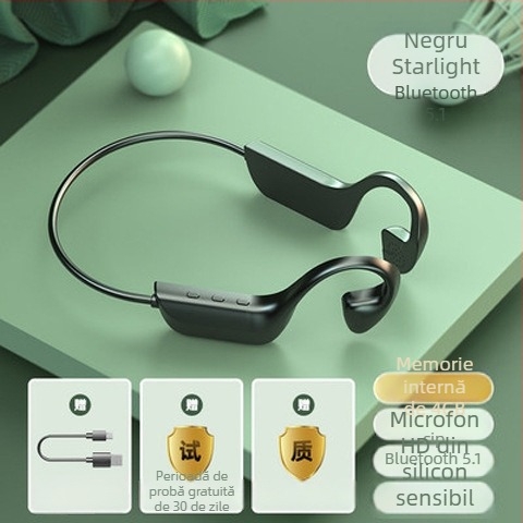 Căști Bluetooth cu conductie osoasă, design cu agățare pentru ureche, sunet stereo bilateral, Bluetooth 2.0, autonomie baterie 0–4 ore