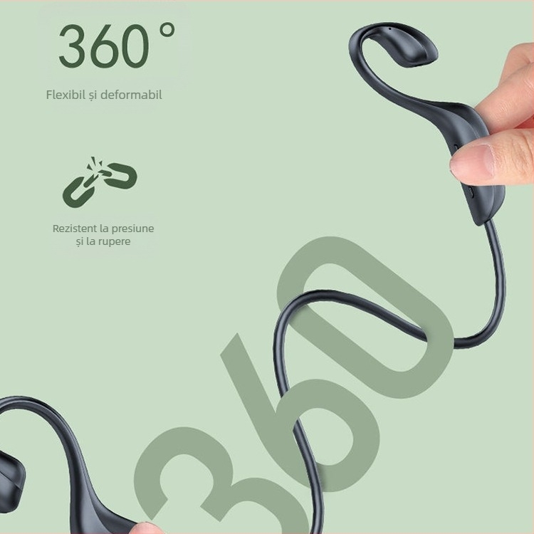Căști Bluetooth cu conductie osoasă, design cu agățare pentru ureche, sunet stereo bilateral, Bluetooth 2.0, autonomie baterie 0–4 ore