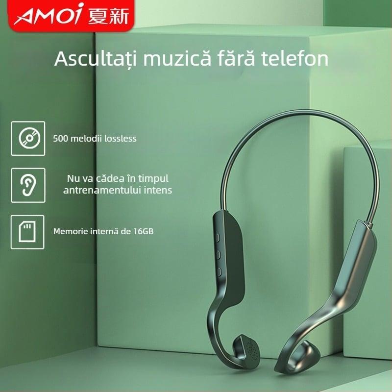 Căști Bluetooth cu conductie osoasă, design cu agățare pentru ureche, sunet stereo bilateral, Bluetooth 2.0, autonomie baterie 0–4 ore