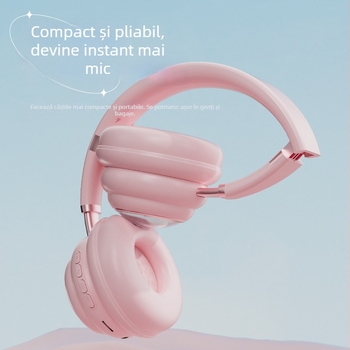 Căști headset Bluetooth wireless cu sunet stereo, Bluetooth 5.0, rază de 10 m, autonomie peste 8 ore, afișaj digital