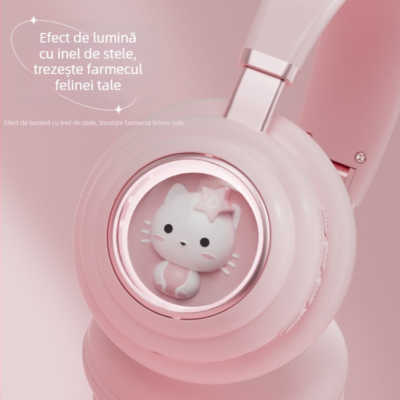 Căști headset Bluetooth wireless cu sunet stereo, Bluetooth 5.0, rază de 10 m, autonomie peste 8 ore, afișaj digital