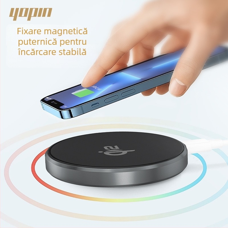 Suport încărcare wireless magnetic – 15W, certificat Qi2MPP, compatibil MagSafe pentru iPhone 13/14/15
