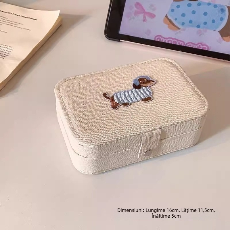 Cutie portabilă de bijuterii din Cortex pentru cercei, inele și coliere — stil de relaxare, construcție dură, configurații variate