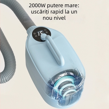 Uscător cu aer cu apă pentru animale de companie, baie pentru pisici și câini, putere mare, funcționare silențioasă, 2000W+, motor DC, fir de încălzire spiral, 220V, model Habasi1, cu patru duze, protecție la supraincălzire