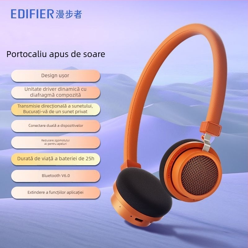 Edifier Doo Ace headset Bluetooth retro, design ușor, mod Lavalier, Bluetooth 6.0, autonomie 4–8 ore, rezistent la apă pentru utilizare zilnică