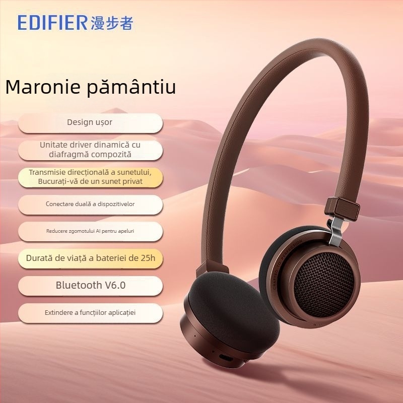 Edifier Doo Ace headset Bluetooth retro, design ușor, mod Lavalier, Bluetooth 6.0, autonomie 4–8 ore, rezistent la apă pentru utilizare zilnică