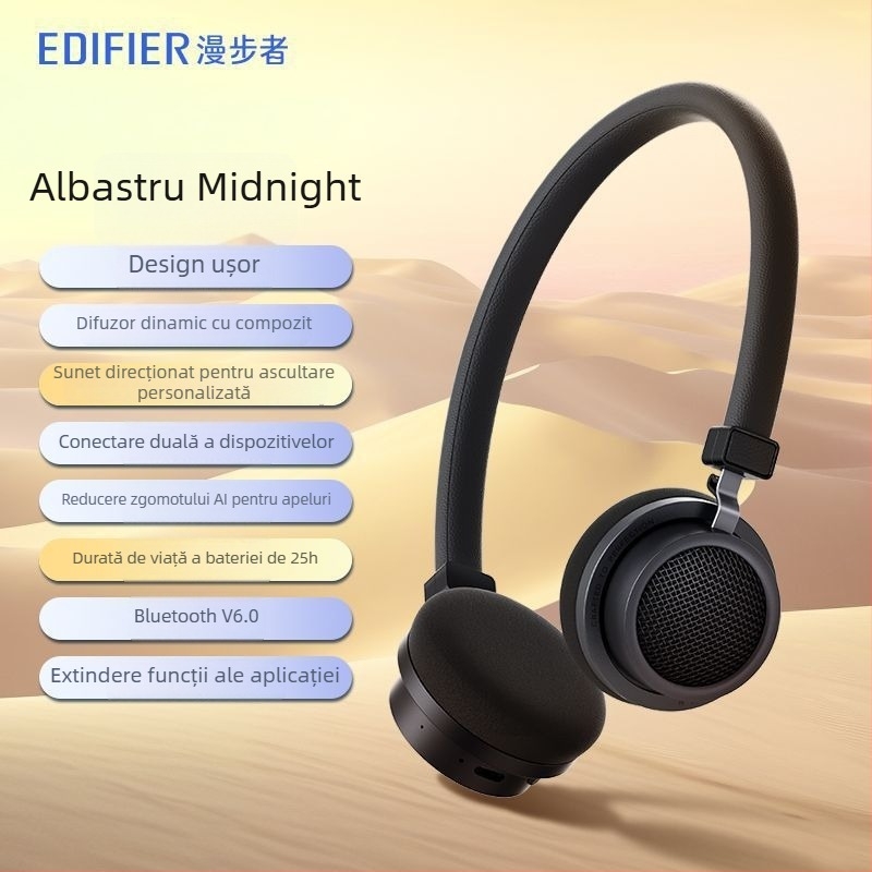 Edifier Doo Ace headset Bluetooth retro, design ușor, mod Lavalier, Bluetooth 6.0, autonomie 4–8 ore, rezistent la apă pentru utilizare zilnică