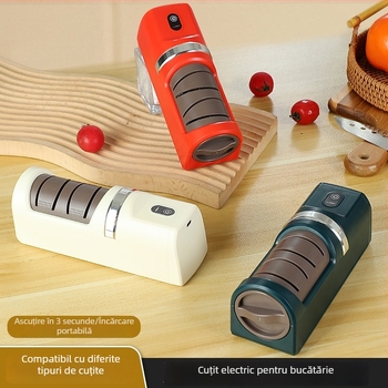 Ascutitor electric pentru cuțite, uz casnic, multifuncțional, compact, cu abraziv diamant, încărcare automată, logo imprimat