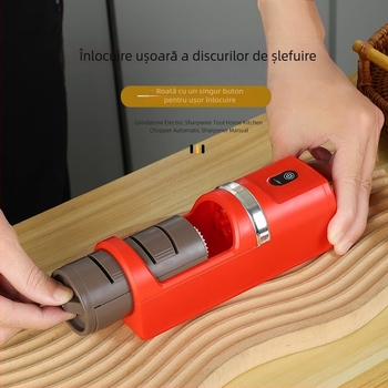 Ascutitor electric pentru cuțite, uz casnic, multifuncțional, compact, cu abraziv diamant, încărcare automată, logo imprimat