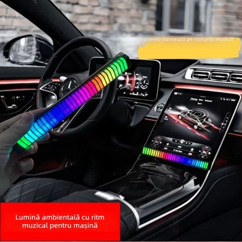 Lumină ambientală LED pentru mașină cu control vocal și ritm muzical — iluminat decorativ interior, corp din PVC, tensiune până la 36V, acoperire 1–3 m², certificare 3C