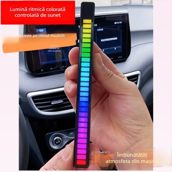 Lumină ambientală LED pentru mașină cu control vocal și ritm muzical — iluminat decorativ interior, corp din PVC, tensiune până la 36V, acoperire 1–3 m², certificare 3C