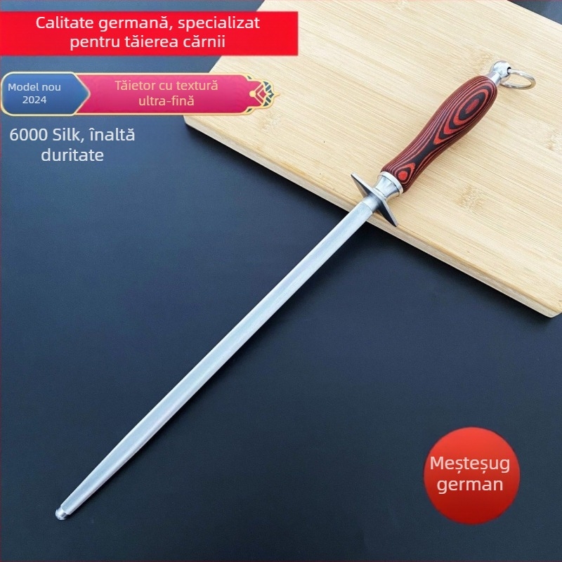 Baston pentru ascuțit cuțite, pentru măcelari — oțelină cu carbon înaltă, textură ultrafină, design modern minimalist