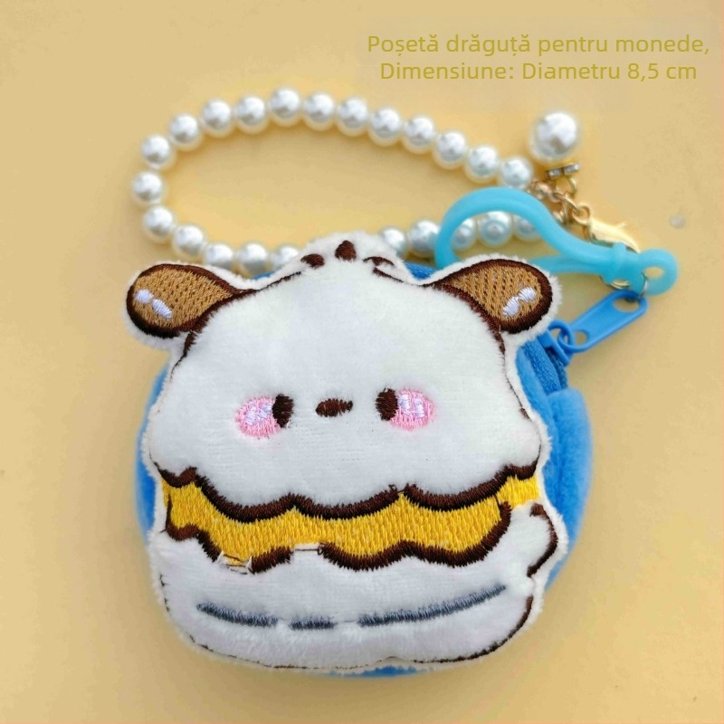 Portofel pentru monede cu model anime, stil proaspăt și drăguț, unisex, din poliester, pentru monede și căști