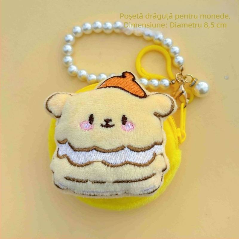 Portofel pentru monede cu model anime, stil proaspăt și drăguț, unisex, din poliester, pentru monede și căști