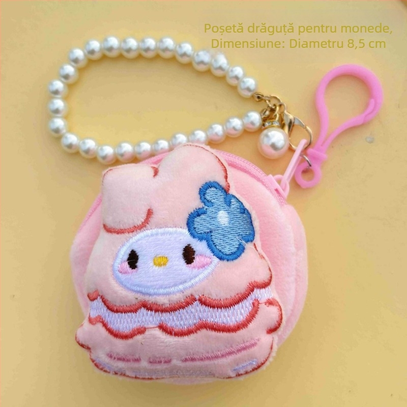 Portofel pentru monede cu model anime, stil proaspăt și drăguț, unisex, din poliester, pentru monede și căști