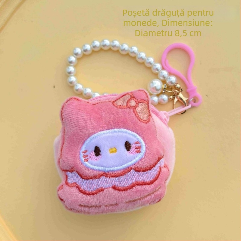 Portofel pentru monede cu model anime, stil proaspăt și drăguț, unisex, din poliester, pentru monede și căști