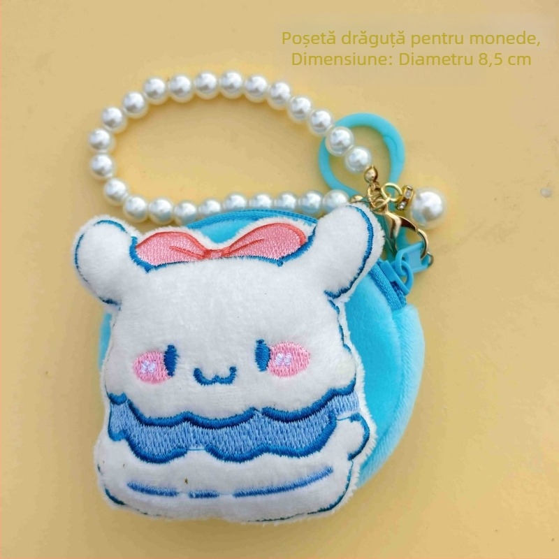 Portofel pentru monede cu model anime, stil proaspăt și drăguț, unisex, din poliester, pentru monede și căști