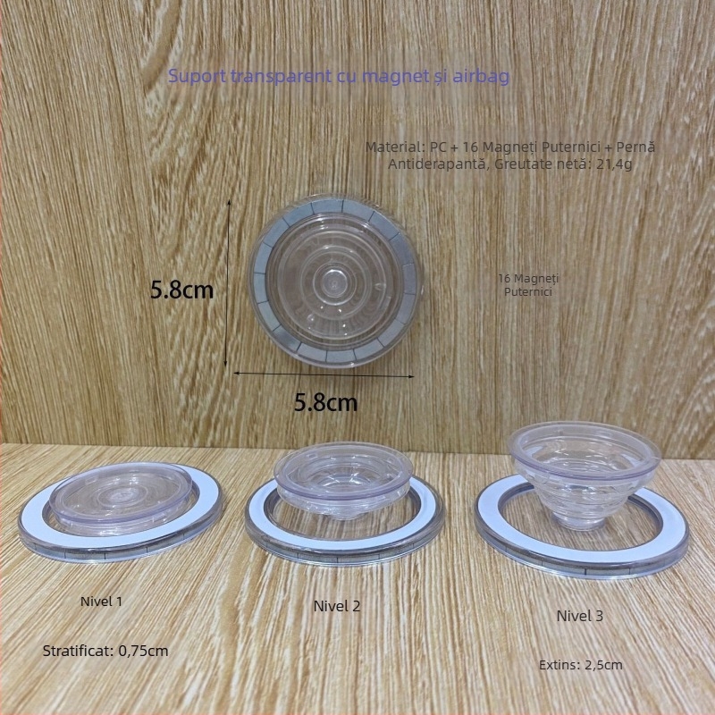 MX Suport snap-on transparent magnetic pentru telefon, acrilic, universal, detașabil