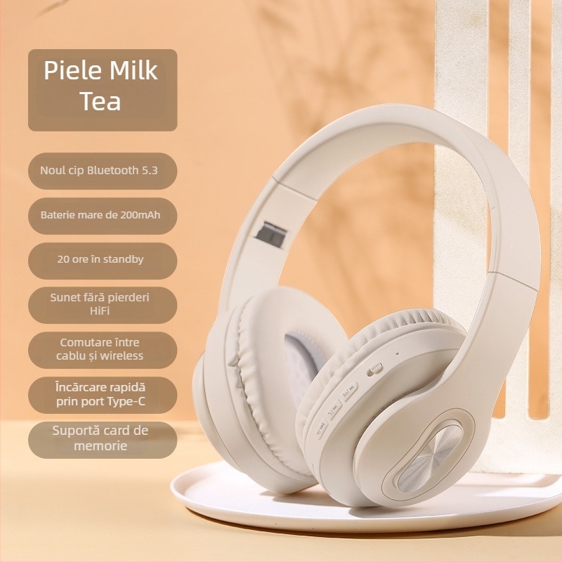 Căști Bluetooth cu ANC, cu bureți din piele proteică, autonomie mare, rază de 15 m