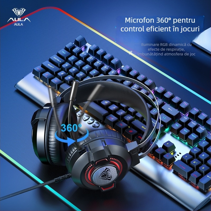 Căști de gaming Tarantula S602 cu fir USB, drive-uri de 50 mm, sunet 7.1 surround, 20–2000 Hz, 40 Ω