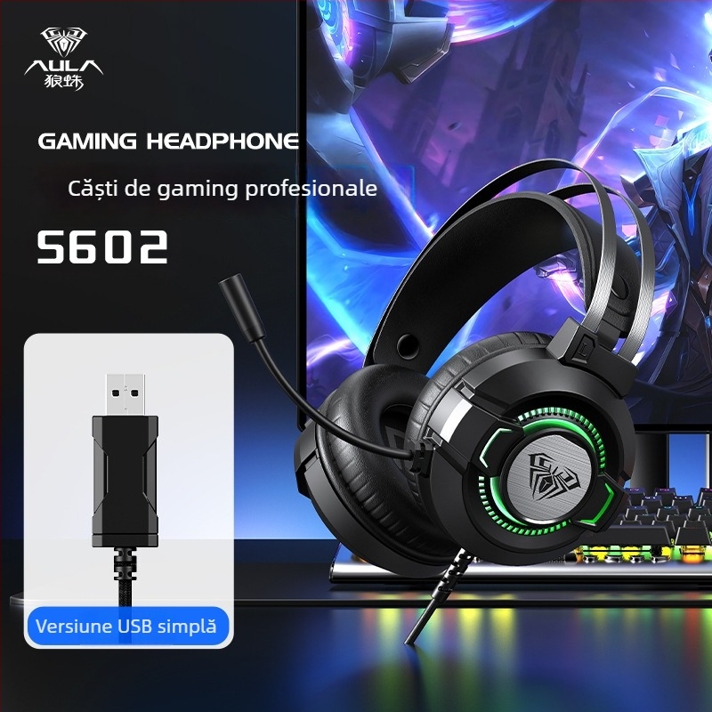 Căști de gaming Tarantula S602 cu fir USB, drive-uri de 50 mm, sunet 7.1 surround, 20–2000 Hz, 40 Ω