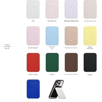 Carcasă pentru telefon cu suport de stativ și buzunar pliabil pentru carduri, din plastic, universală, fără personalizare