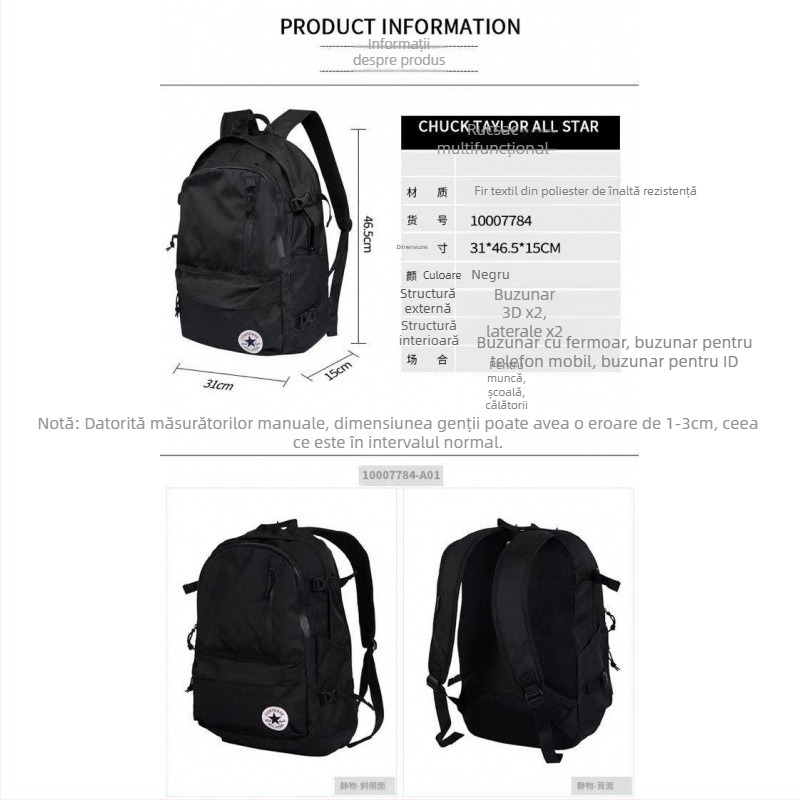 Rucsac de sport, unisex, material Oxford, model mediu, culoare solidă, căptușeală poliester, bretele curbate, pentru activități în aer liber