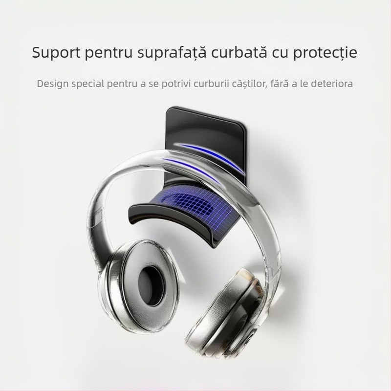Suport pentru căști montat pe perete sub birou, fără găuri – bracket de gaming pentru căști over-ear; model Headphone wall mount; personalizat conform desenelor; certificat 3C: 2022152202040936; lansare 2025