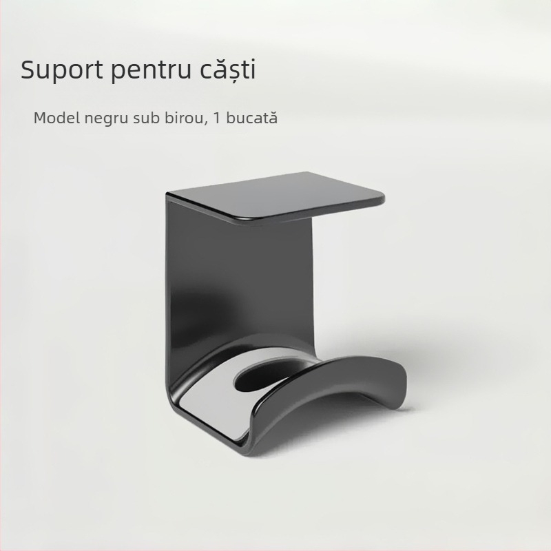 Suport pentru căști montat pe perete sub birou, fără găuri – bracket de gaming pentru căști over-ear; model Headphone wall mount; personalizat conform desenelor; certificat 3C: 2022152202040936; lansare 2025