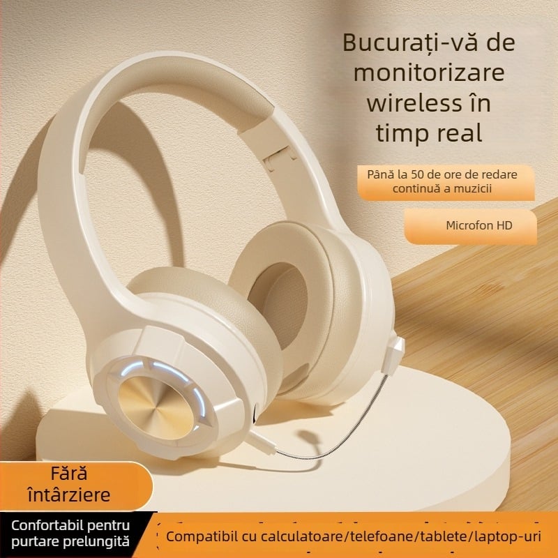Căști Bluetooth pentru recitare, cu bandă pentru cap, pliabile, rază de 10 m, BT 5.4, baterie >8 h, IPX4, sunet stereo