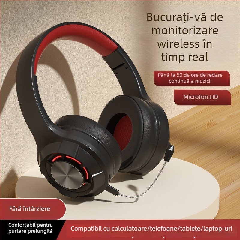 Căști Bluetooth pentru recitare, cu bandă pentru cap, pliabile, rază de 10 m, BT 5.4, baterie >8 h, IPX4, sunet stereo