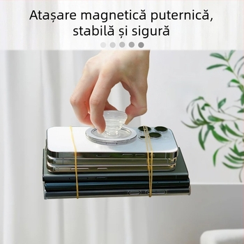 Suport telescopic magnetic pentru telefon, bază de birou din acril, rotativ