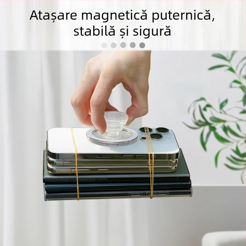 Suport telescopic magnetic pentru telefon, bază de birou din acril, rotativ