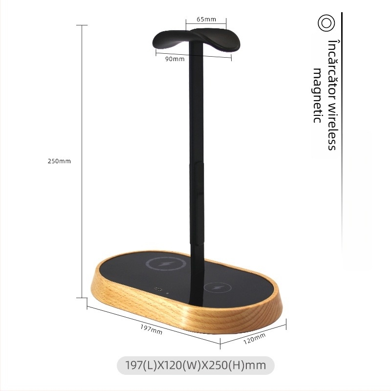 Suport pentru căști de birou cu încărcare wireless, modelul B15a, pentru utilizare pe desktop, personalizare disponibilă