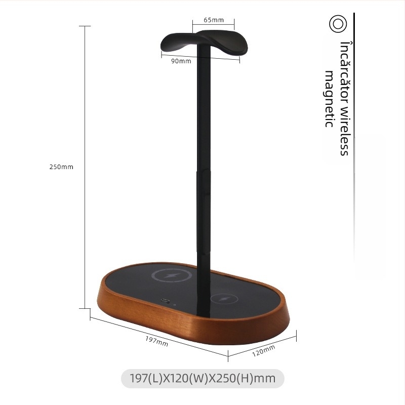 Suport pentru căști de birou cu încărcare wireless, modelul B15a, pentru utilizare pe desktop, personalizare disponibilă