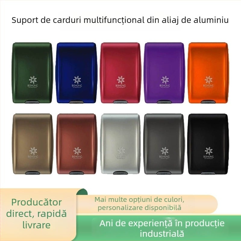 Suport RFID pentru carduri din aliaj de aluminiu Ruiyi — unisex, materiale: aliaj de aluminiu + ABS + oțel inoxidabil, model: portofel RFID din aliaj de aluminiu, lansare primăvara 2024
