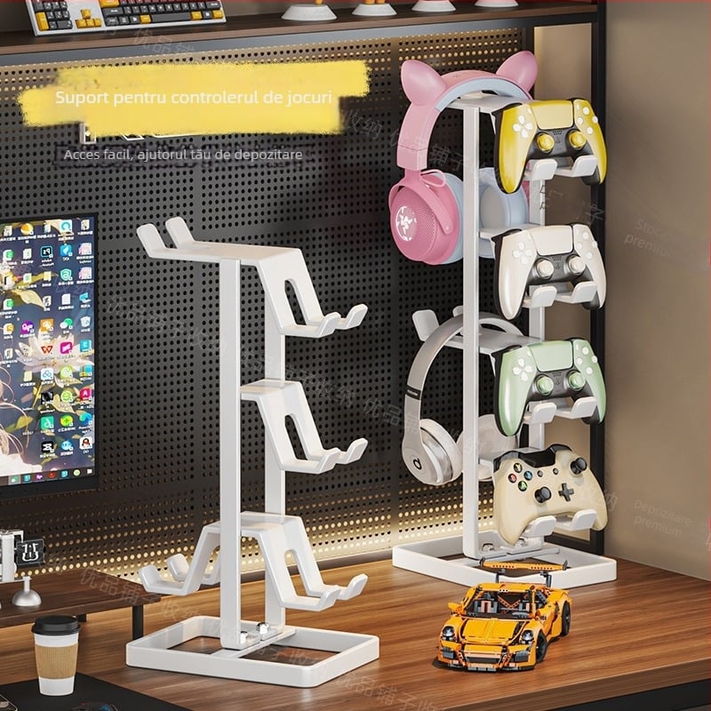 Stand de podea pentru controllere de joc și căști — suport universal de afișare și depozitare pentru birou