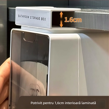 Dulap oglindă de baie cu organizator pentru cosmetice, multifuncțional, capacitate 18 L, material HIPS+PS, pentru baie și spațiu de uscare