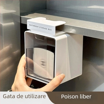 Dulap oglindă de baie cu organizator pentru cosmetice, multifuncțional, capacitate 18 L, material HIPS+PS, pentru baie și spațiu de uscare