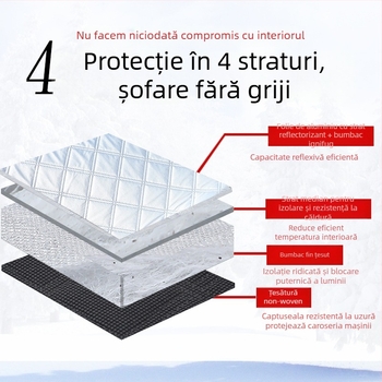 Husă de zăpadă pentru parbrizul mașinii – folie de aluminiu, montaj magnetic, universal, model în carouri, stil minimalist