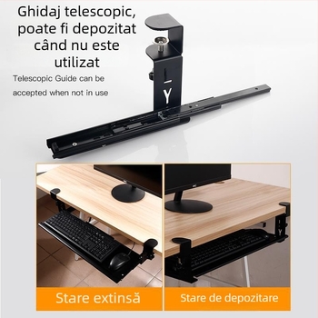 Tavă pentru tastatură cu suport sub birou, Model E-70, stil minimalist modern, fără găuri