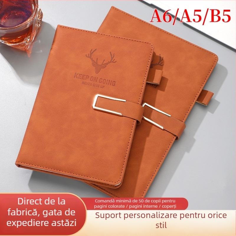 Notepad cu husă din piele ecologică, cataramă U, Dowling hârtie 80 g, 200-300 pagini