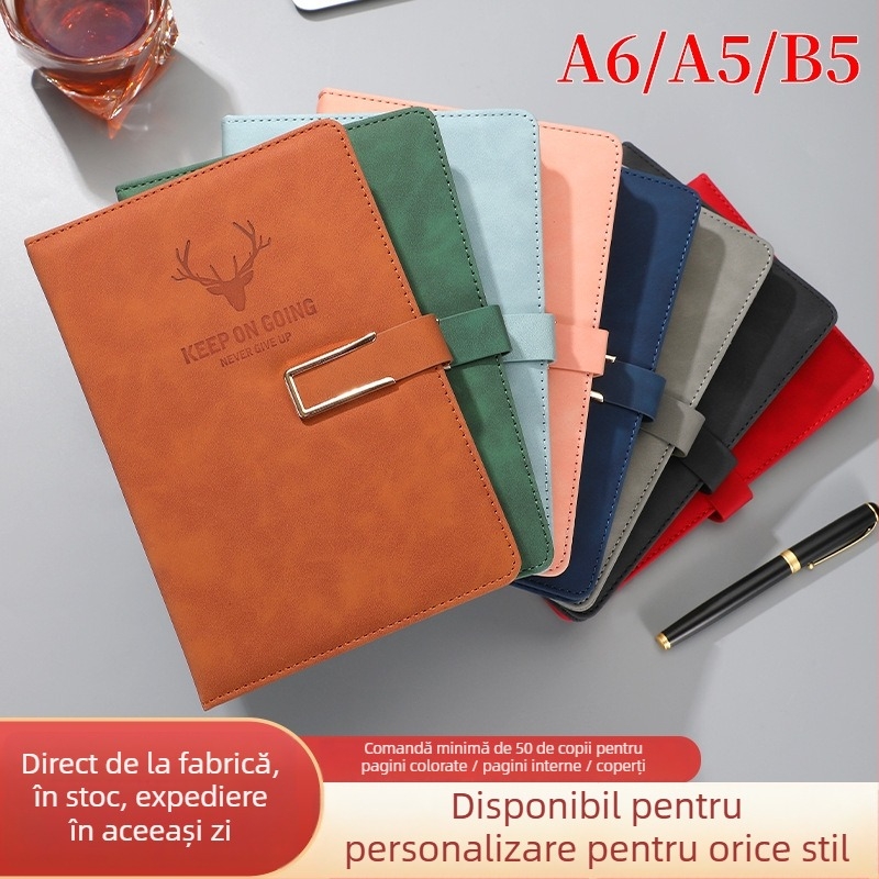 Notepad cu husă din piele ecologică, cataramă U, Dowling hârtie 80 g, 200-300 pagini
