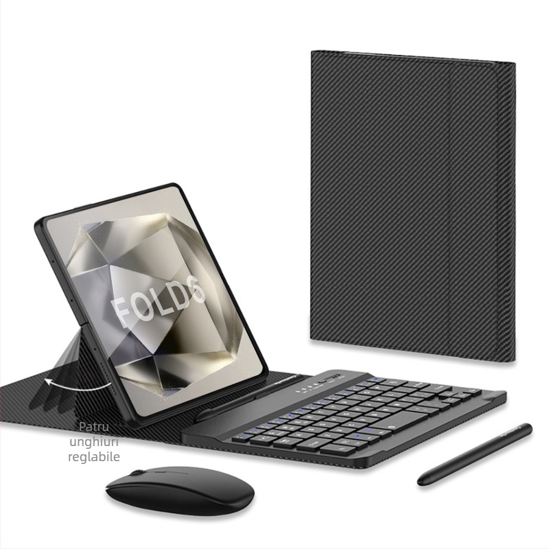 Carcasă din PU pentru tastatură wireless pentru Samsung Fold5/Fold6 – suport pliabil, tastatură Bluetooth, protecție anti-cădere, turnare prin injecție