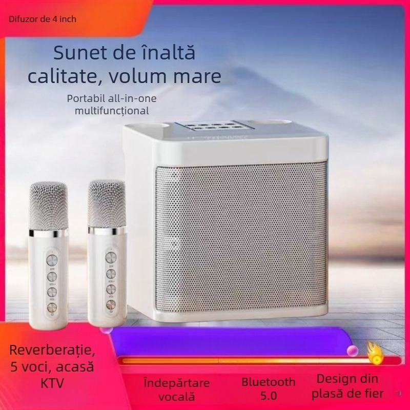 Boxă Karaoke Bluetooth Ys203 cu sunet 5.1 3D, redare MP3 prin USB/TF, autonomie de 6 ore