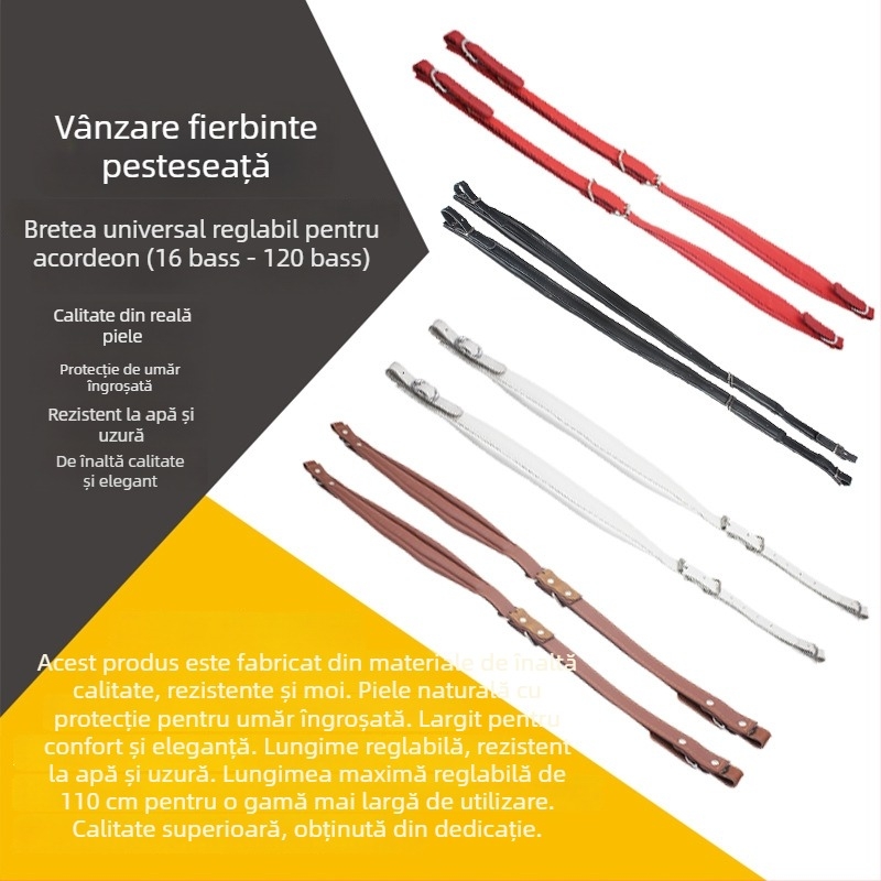 Bretea din piele pentru acordeon, model F-24, pentru instrumente muzicale