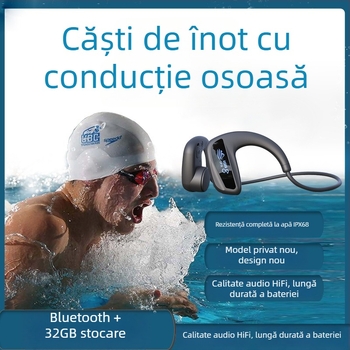 Căști cu conductie osoasă Bluetooth, IPX8 rezistente la apă, rază de 10 m, autonomie peste 8 ore, Bluetooth 5.4