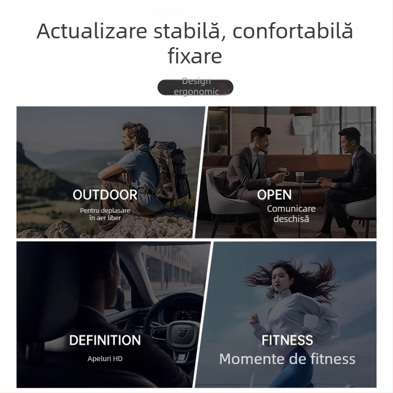 Căști cu conductie osoasă Bluetooth, IPX8 rezistente la apă, rază de 10 m, autonomie peste 8 ore, Bluetooth 5.4