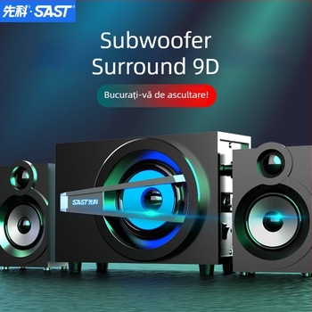 Xianke 8016 sistem de boxe desktop 2.1 din lemn, USB pentru redare MP3, putere maximă 60W